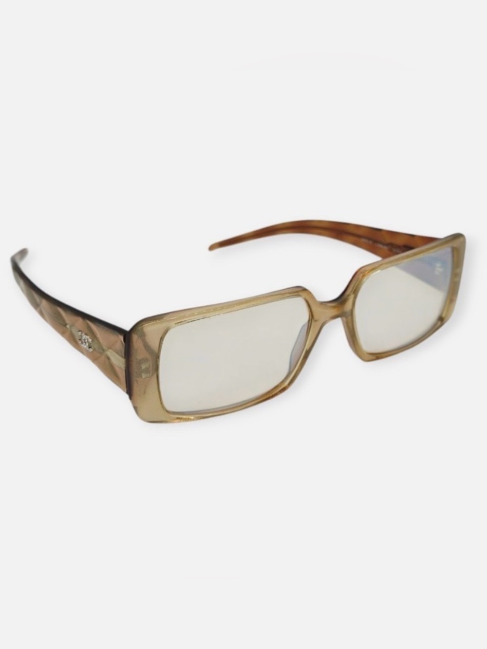 CHANEL- Transparent light gold Rectangular Women's Sunglasses
